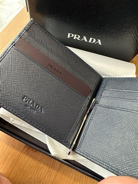 prada saffiano money clip wallet|Prada saffiano wallet price.